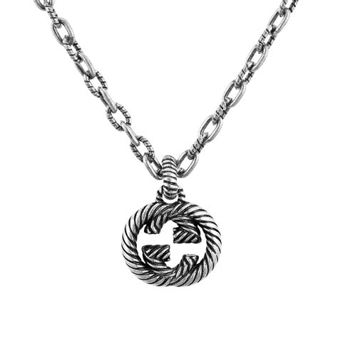 gucci silver mini necklace|interlocking g necklace in silver.